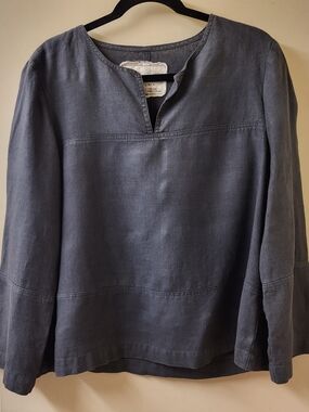 notPERFECTLINEN January Loose Linen Split-Neck Top, GUC